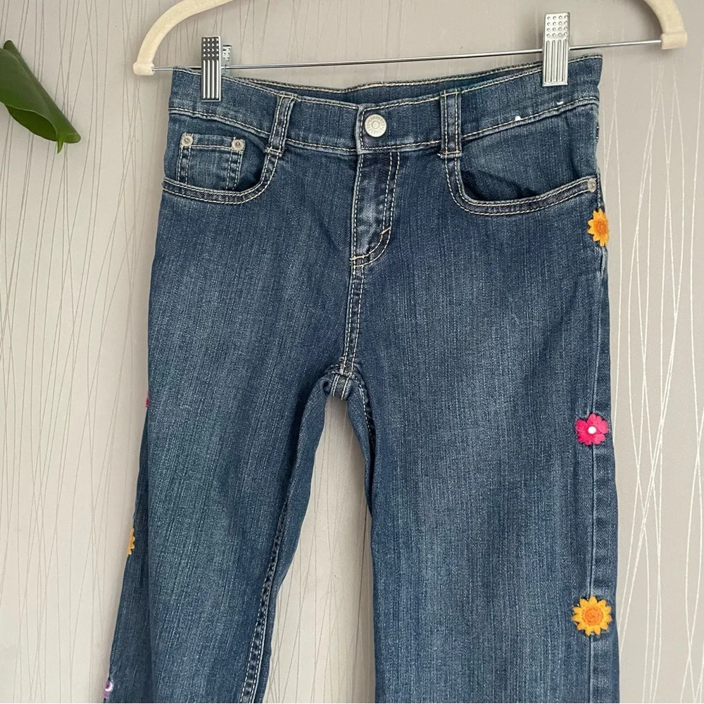 Gymboree Flower Jeans Girls Size 12 Embroidered Floral Bootcut Denim Pants